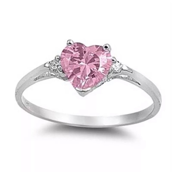 NEW 925 Pink Sapphire Heart Shape Size 7 - Picture 1 of 1